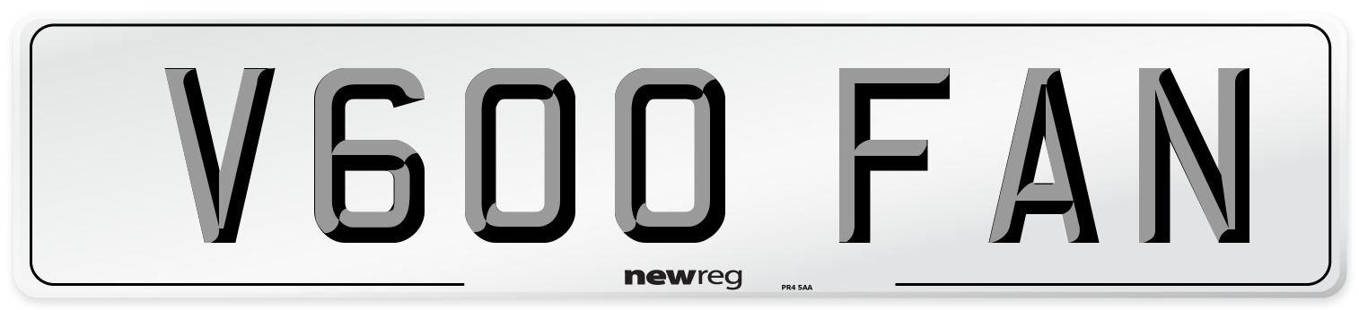 V600 FAN Number Plate from New Reg